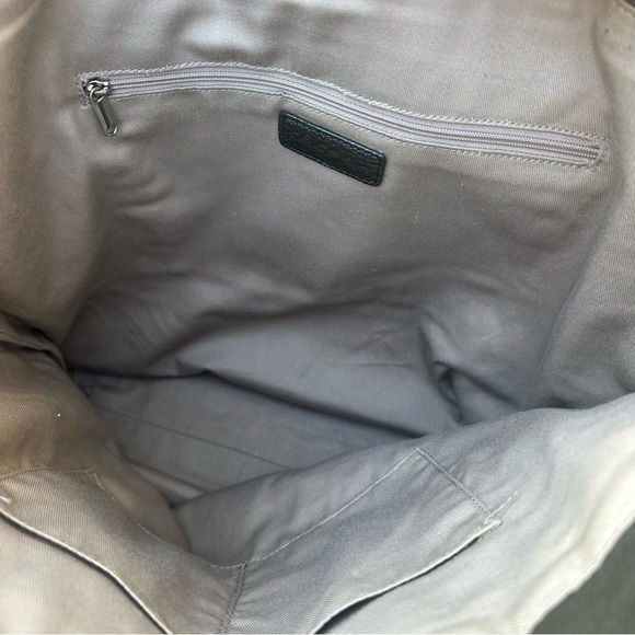 Halogen Nordstrom Army Green and Black Genuine Leather Large Tote Bag Handbag - Picture 6 of 8